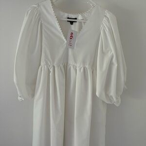 Elegant White Puff Sleeve Dress - cutest white dress